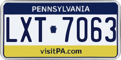 PA license plate LXT7063