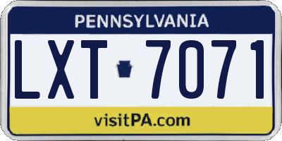 PA license plate LXT7071