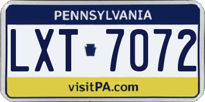 PA license plate LXT7072