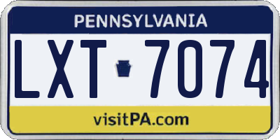PA license plate LXT7074