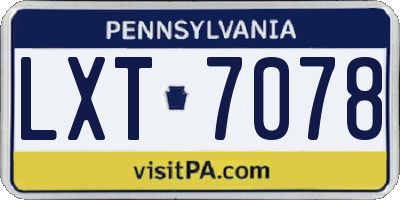 PA license plate LXT7078