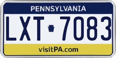 PA license plate LXT7083