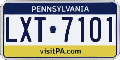 PA license plate LXT7101