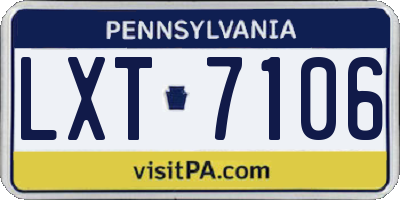 PA license plate LXT7106