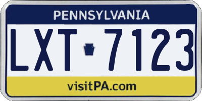 PA license plate LXT7123
