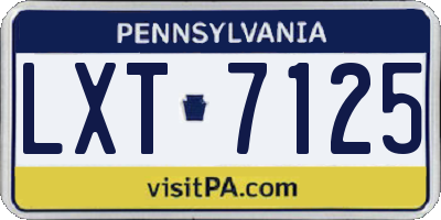 PA license plate LXT7125