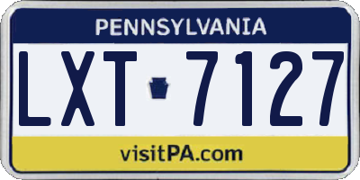PA license plate LXT7127