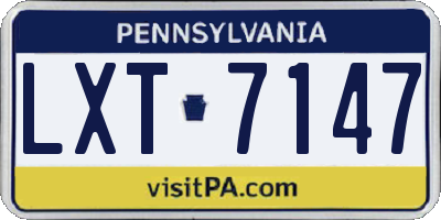 PA license plate LXT7147