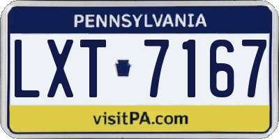 PA license plate LXT7167