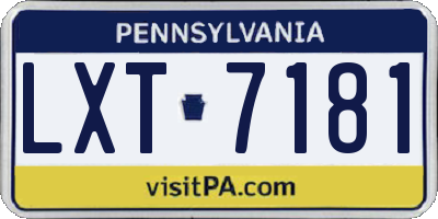 PA license plate LXT7181
