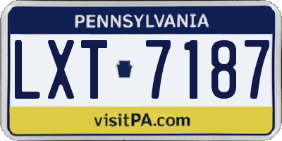 PA license plate LXT7187