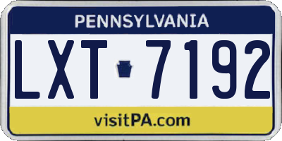 PA license plate LXT7192