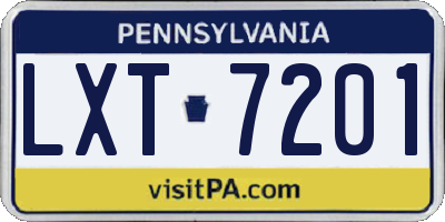 PA license plate LXT7201