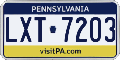 PA license plate LXT7203