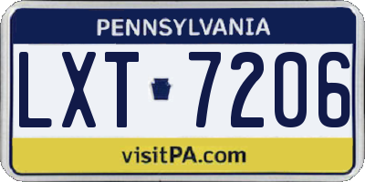 PA license plate LXT7206