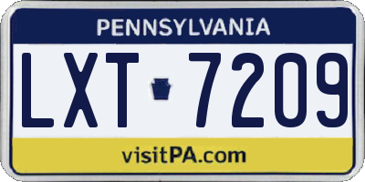 PA license plate LXT7209
