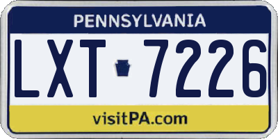 PA license plate LXT7226