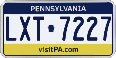 PA license plate LXT7227