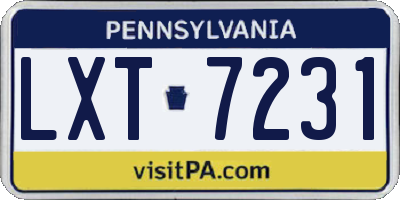 PA license plate LXT7231