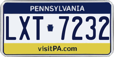 PA license plate LXT7232