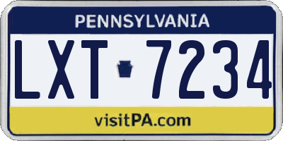 PA license plate LXT7234