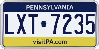 PA license plate LXT7235