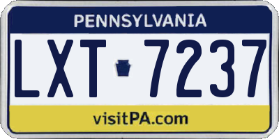 PA license plate LXT7237