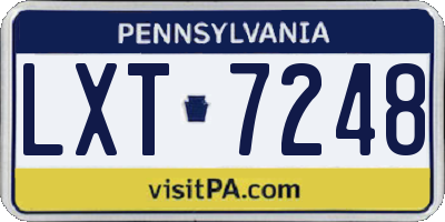 PA license plate LXT7248