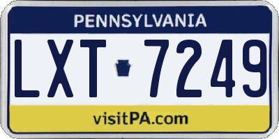 PA license plate LXT7249