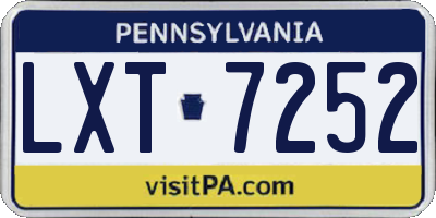 PA license plate LXT7252