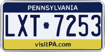 PA license plate LXT7253