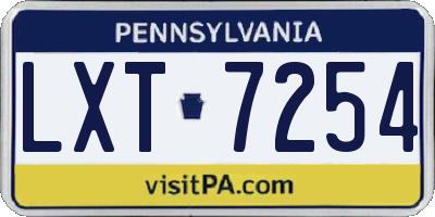 PA license plate LXT7254