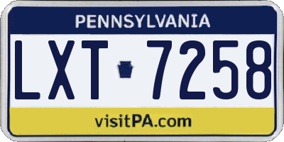 PA license plate LXT7258