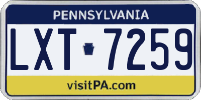 PA license plate LXT7259