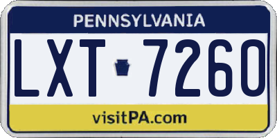 PA license plate LXT7260