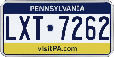 PA license plate LXT7262