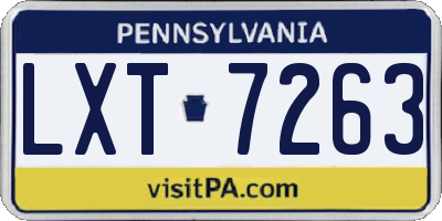 PA license plate LXT7263