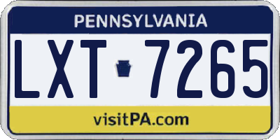 PA license plate LXT7265