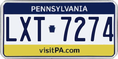 PA license plate LXT7274
