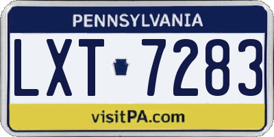 PA license plate LXT7283
