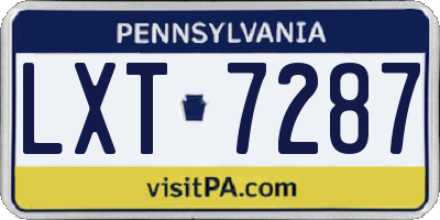 PA license plate LXT7287
