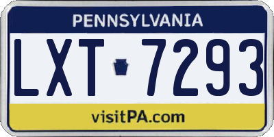PA license plate LXT7293
