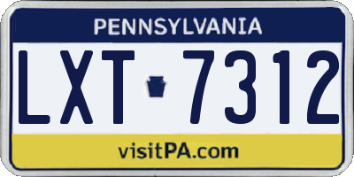 PA license plate LXT7312