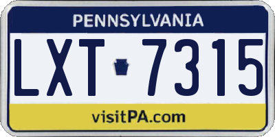 PA license plate LXT7315