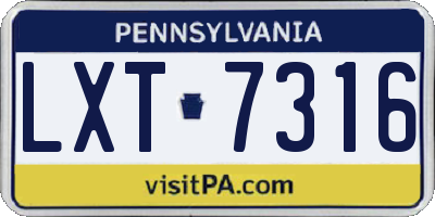 PA license plate LXT7316