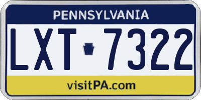 PA license plate LXT7322