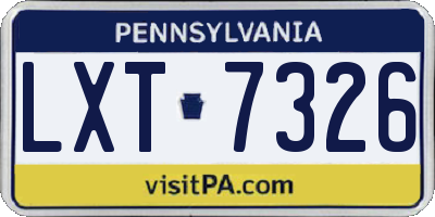 PA license plate LXT7326