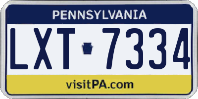 PA license plate LXT7334