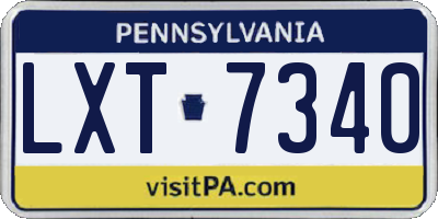 PA license plate LXT7340