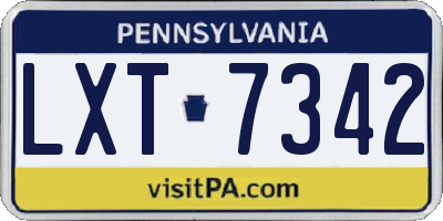 PA license plate LXT7342